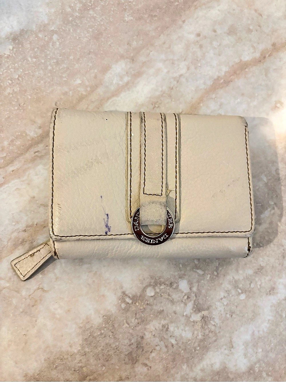 DANIER Leather Cream Tri-Fold Wallet